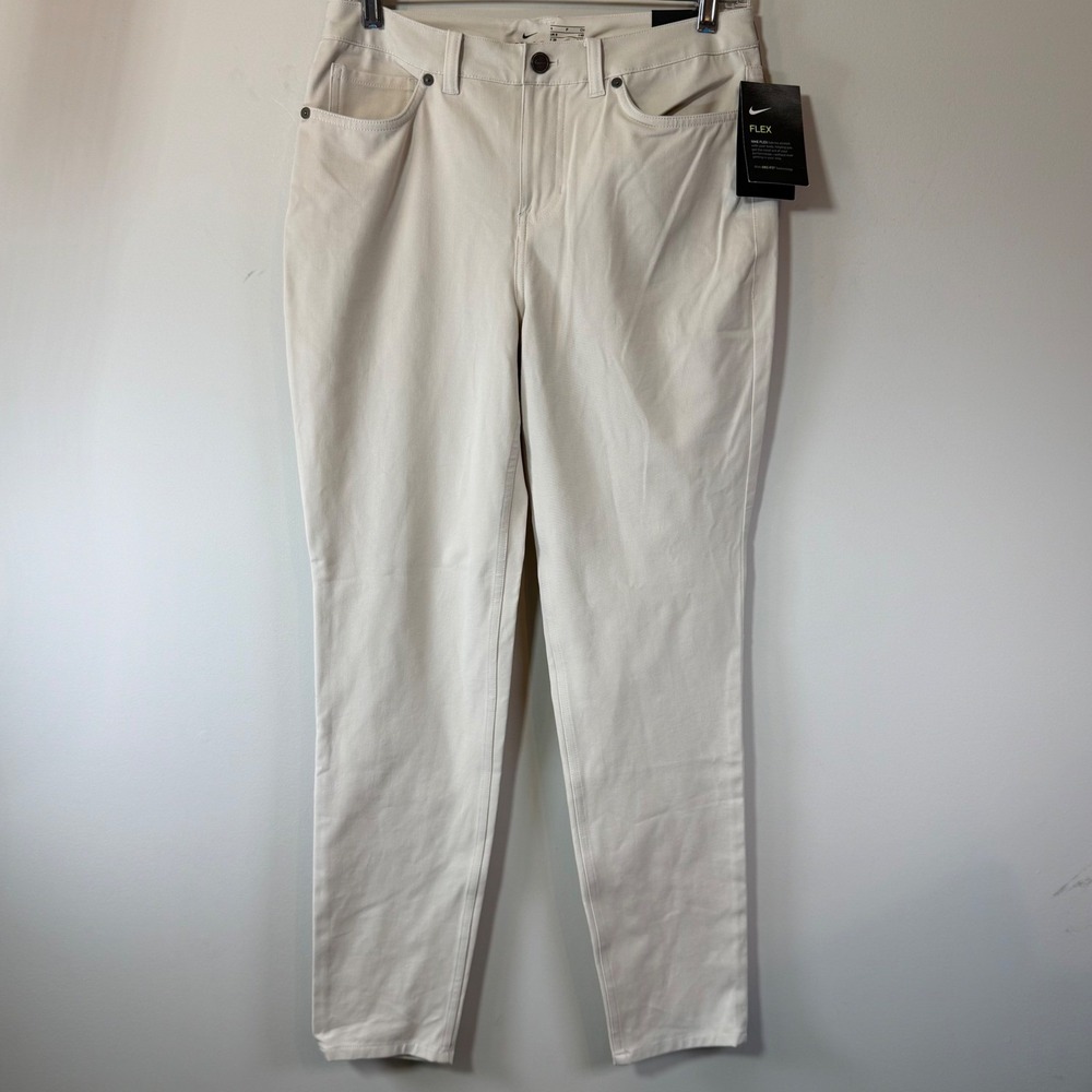 NWT Nike Golf Pants Womens 4 Off White Slim Fit Dri-FIT Flex Sporty Preppy Lux
